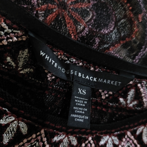 White House Black Market Floral Embroidered Sheer Mesh Elegant Tank Top Blouse - Picture 14 of 16